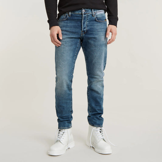 Vorderansicht der G-Star 3301 - Regular Tapered Jeans in Vintage Azure mit klassischer Waschung