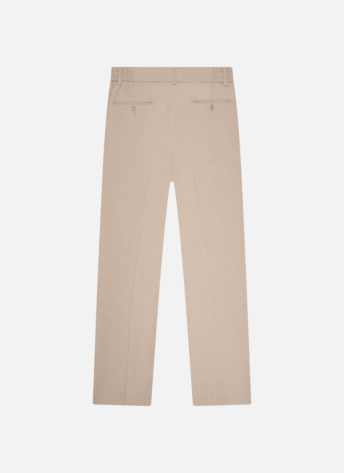 Off The Pitch Pleated Marais Trousers - Sand, klassische Herren Hose in Beige mit Bundfalten und Gesäßtaschen, Rückansicht