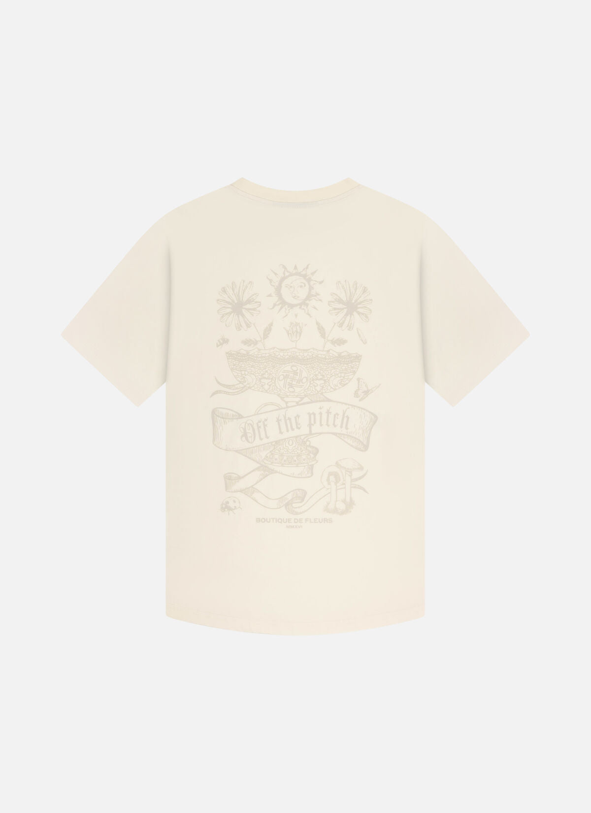 Off the Pitch Botanic Slim Fit Tee - Off White in Rückansicht, Slim Fit T-Shirt in Off White mit klassischem Schnitt und kurzen Ärmeln