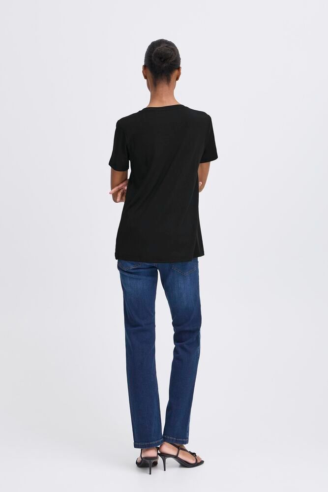 b.young Rexima V-Neck T-Shirt – Damen T-Shirt mit V-Ausschnitt – Farbe Schwarz – Rückansicht getragen