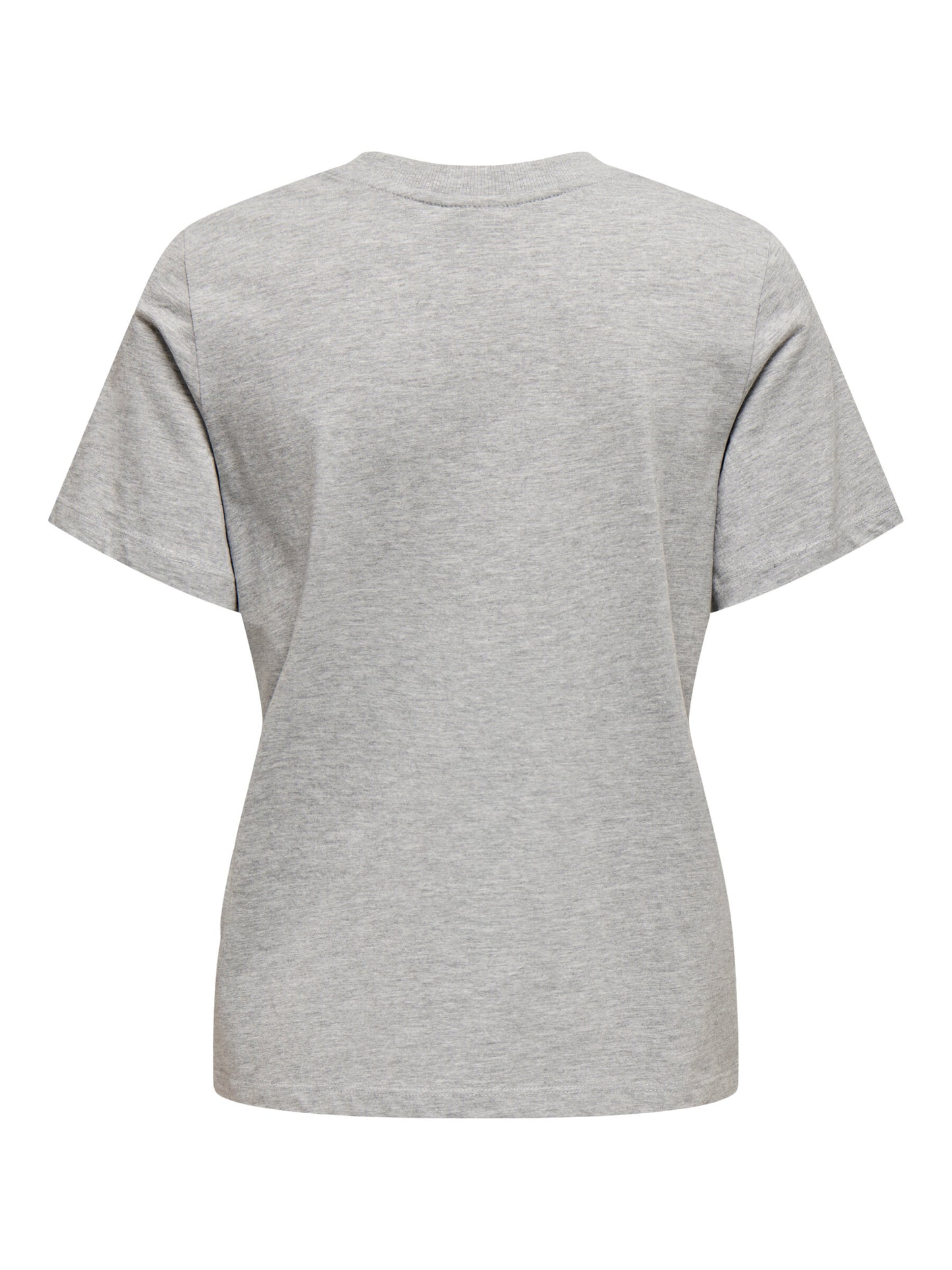 Rückansicht des JDY Pisa Tops in der Farbe Light Grey Melange Bittersweet. Das schlichte T-Shirt mit lockerem Schnitt und weichem Material ist ideal für den Alltag.