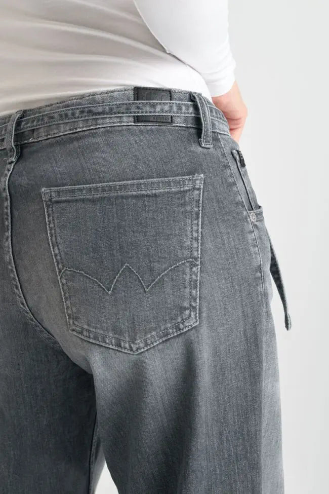 Le Temps Des Cerises Lauryn - Mid Waist Wide Leg - Grey Jeans, Detailaufnahme der Gesäßtasche mit Logo-Naht