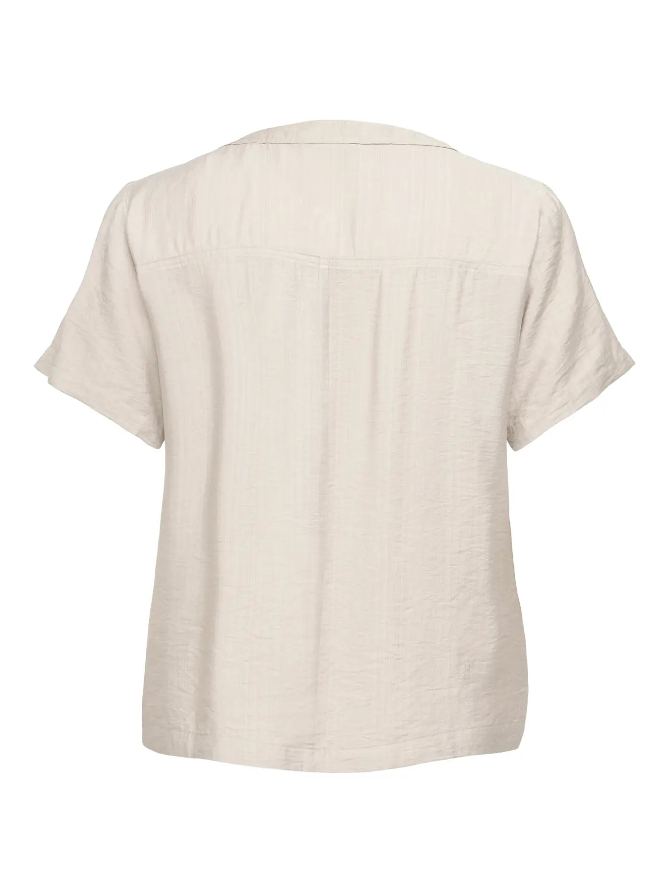 Only Carmakoma Camille V-Neck Top – Island Fossil, locker geschnittenes Damen Top mit kurzem Ärmel, Rückansicht