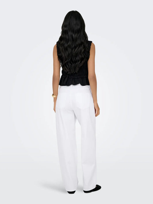 Only Gianna - Mid Waist Straight - White Jeans in Weiß, Rückansicht mit geradem Beinverlauf und mittlerer Bundhöhe