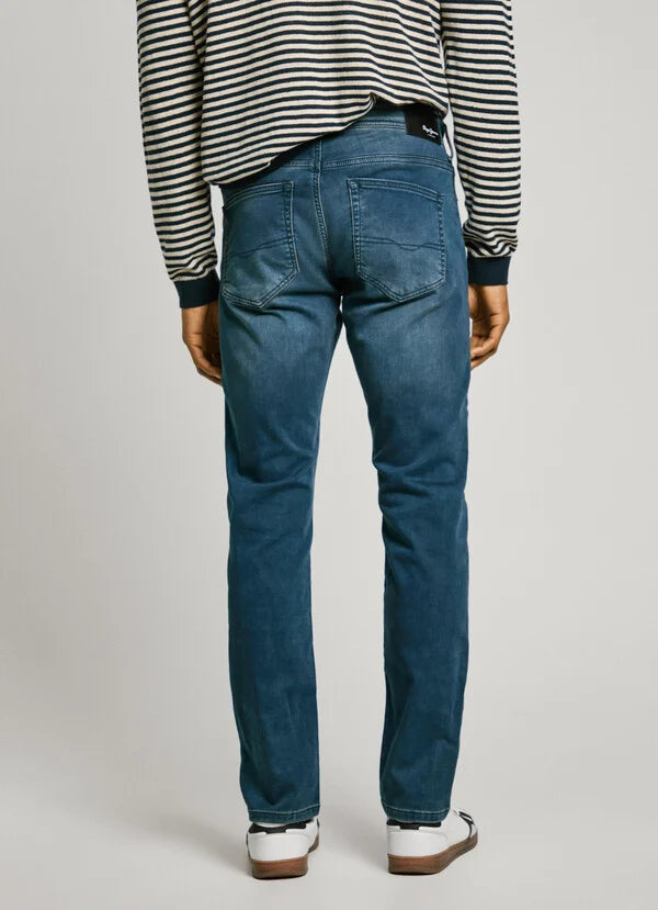 Detailaufnahme der Pepe Jeans Gymdigo Slim Smokey Grey, Nahaufnahme des elastischen Denimstoffs