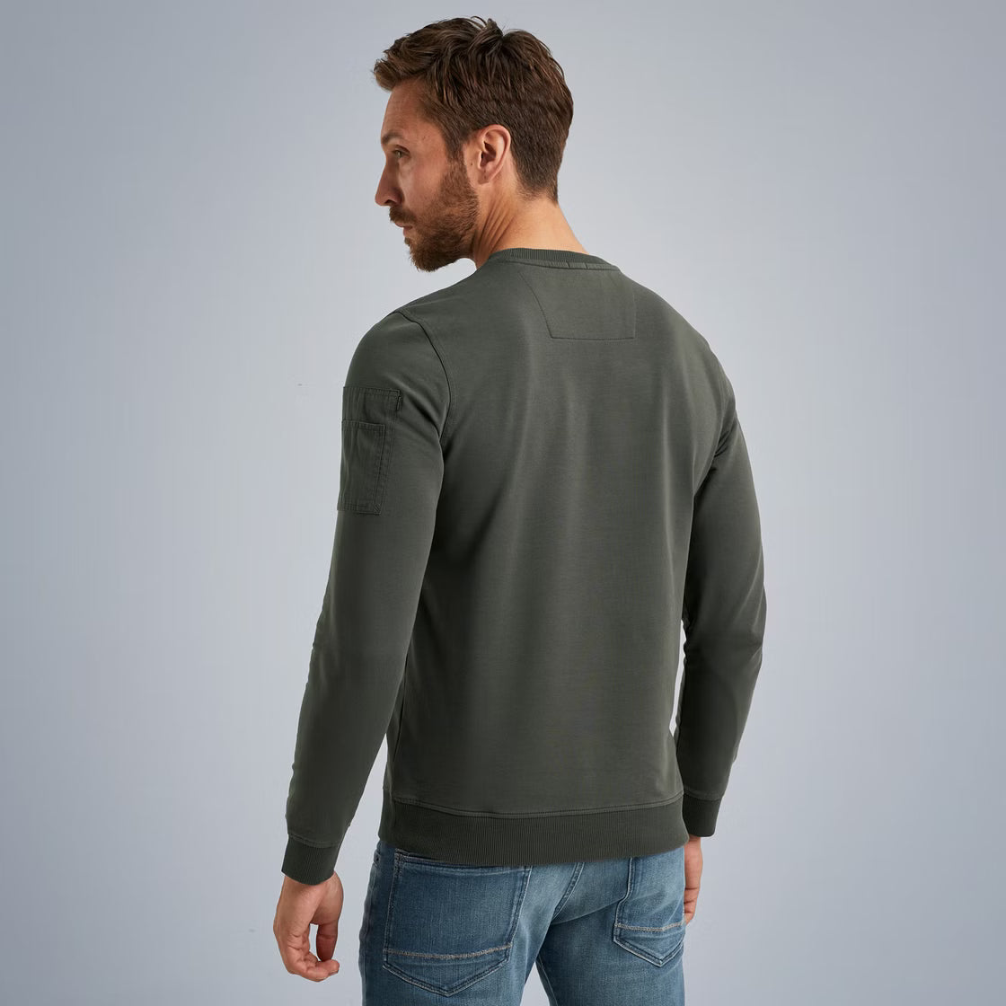 Rückansicht des PME Legend Crewneck American Classic - Beluga Sweatshirts mit geradem Schnitt
