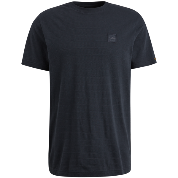 PME Legend Jacquard Stripes T-Shirt Salute – Vorderansicht mit dezentem Logo auf der Brust, Rundhalsausschnitt und kurzem Ärmel.