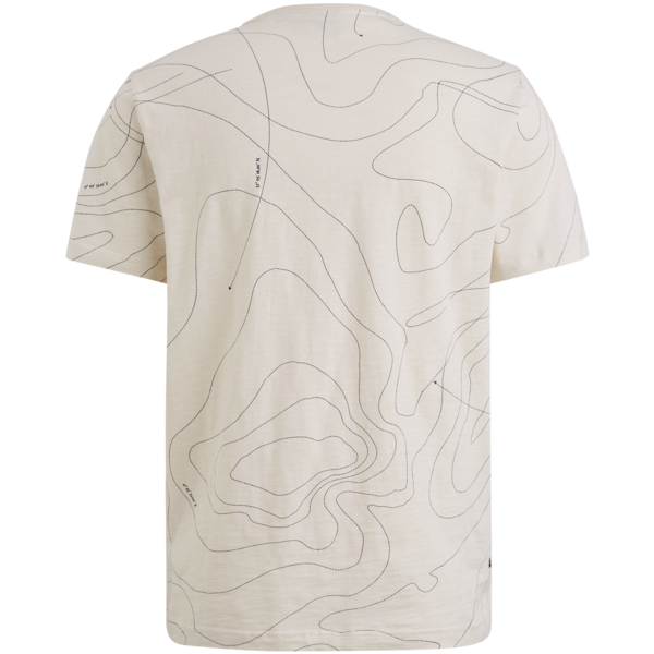 Rückseite des PME Legend Panel Print T-Shirts in Bone White mit kartographischer Liniengrafik.
