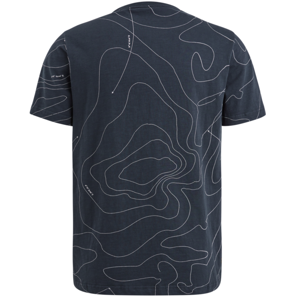 Rückansicht des PME Legend Panel Print T-Shirts in Salute mit einem markanten Linienmuster.
