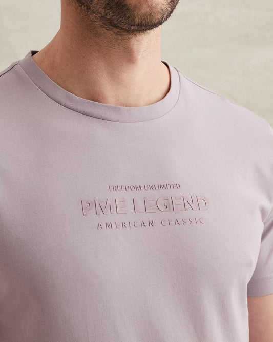 Detailansicht des PME Legend Short Sleeve R-Neck Cotton Jersey - Lavender Frost T-Shirts mit weicher Baumwoll-Jersey-Qualität und modernem Design