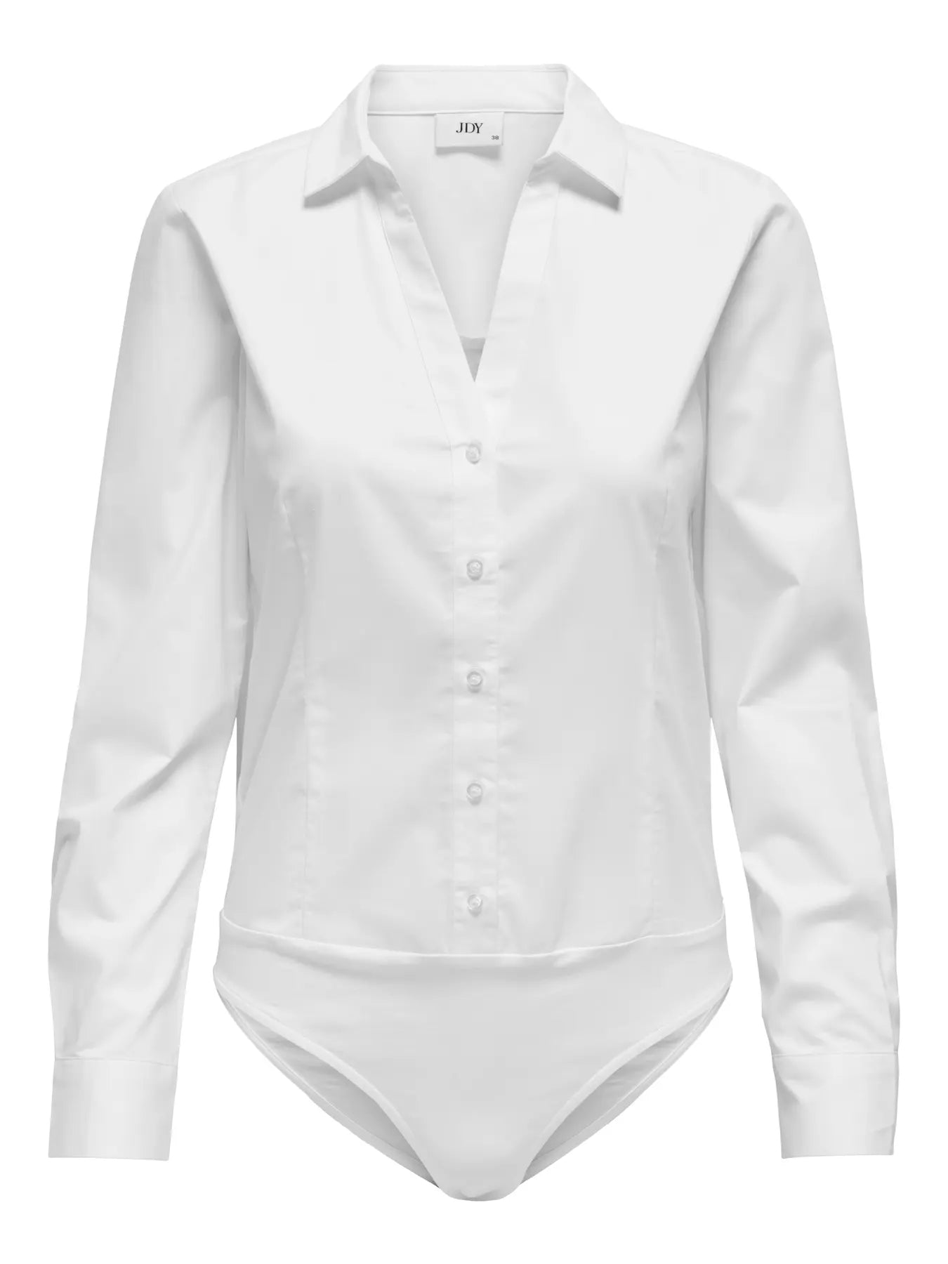 Weißer Body von JDY mit Hemdkragen und Knopfleiste – JDY Mio Body White
