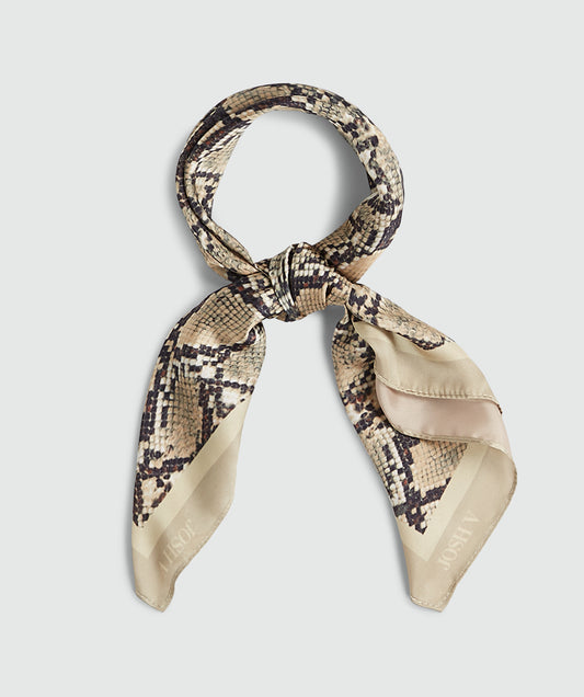 Gebundener Schal Josh V Desie - Snake mit edlem Schlangenprint in Beige- und Brauntönen, modisches Accessoire für Damen