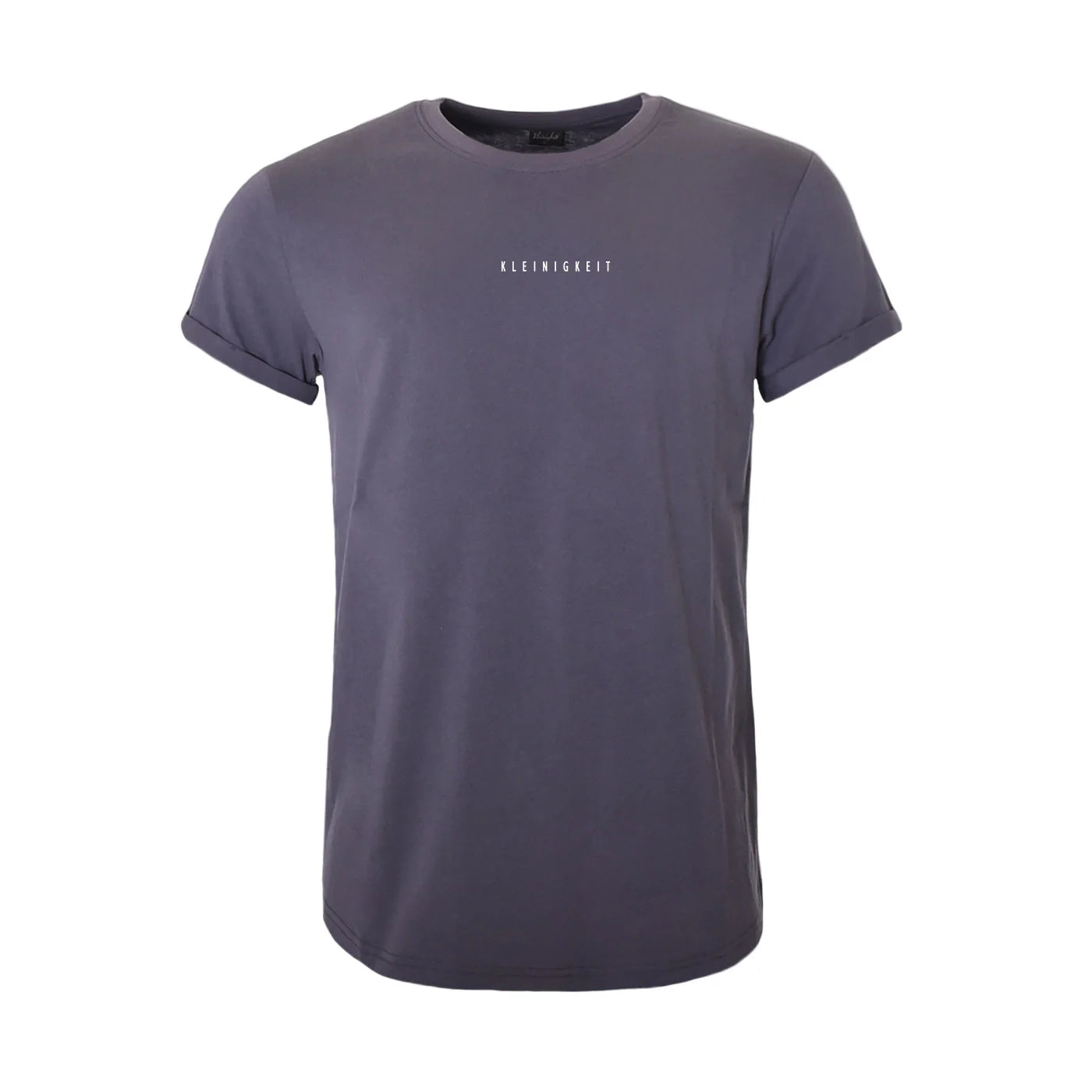 Kleinigkeit Greatcut T-Shört KK Mitte in Grau mit stilvollem Schriftzug auf der Brust und umgeschlagenen Ärmeln. Perfekt für moderne, schlichte Outfits.
