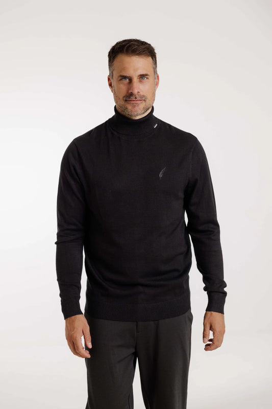 Eleganter Kleinigkeit Rolliver Kahn Rollkragenpullover in Schwarz, stilvoll kombiniert mit moderner Passform und dezenten Details.