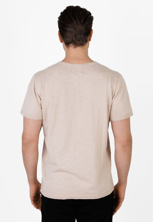 Kleinigkeit Strick 17 - Frappe Rückansicht, modernes Herren Strick T-Shirt mit feiner Struktur, kurzen Ärmeln und cleanem Abschluss