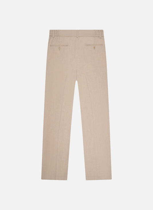 Off The Pitch Pleated Marais Trousers - Sand, klassische Herren Hose in Beige mit Bundfalten und Gesäßtaschen, Rückansicht