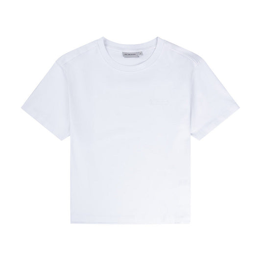 Off The Pitch Wardrobe Regular Tee - White in Frontansicht, weißes Herren T-Shirt mit Rundhalsausschnitt und dezenter Logo-Stickerei