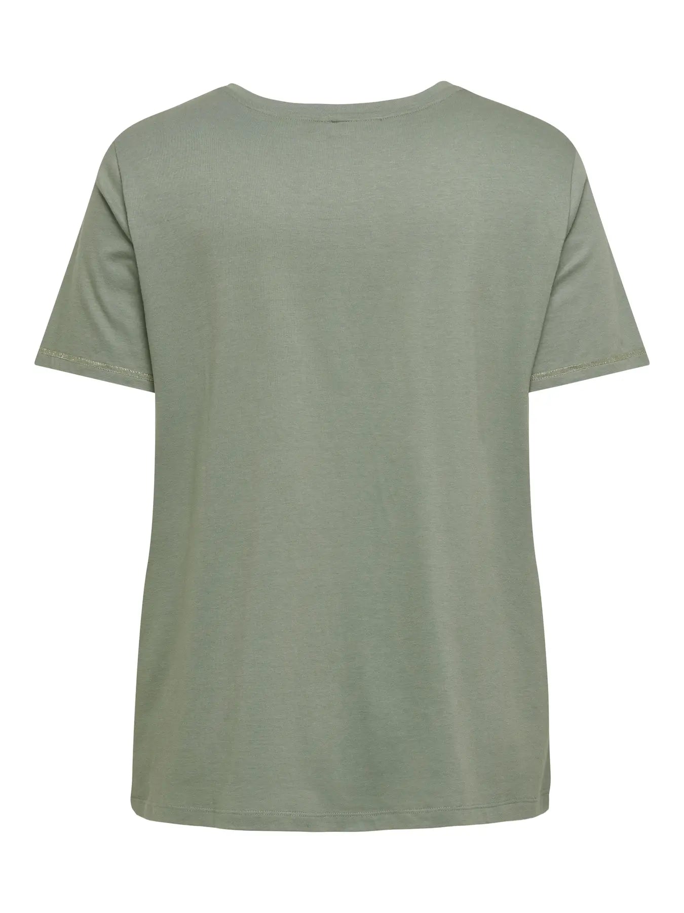 Only Carmakoma Hunter V-Neck Tee - Laurel Wreath in der Rückansicht: locker geschnittenes Damen Shirt in Laurel Wreath mit kurzen Ärmeln und weichem, fließendem Material.