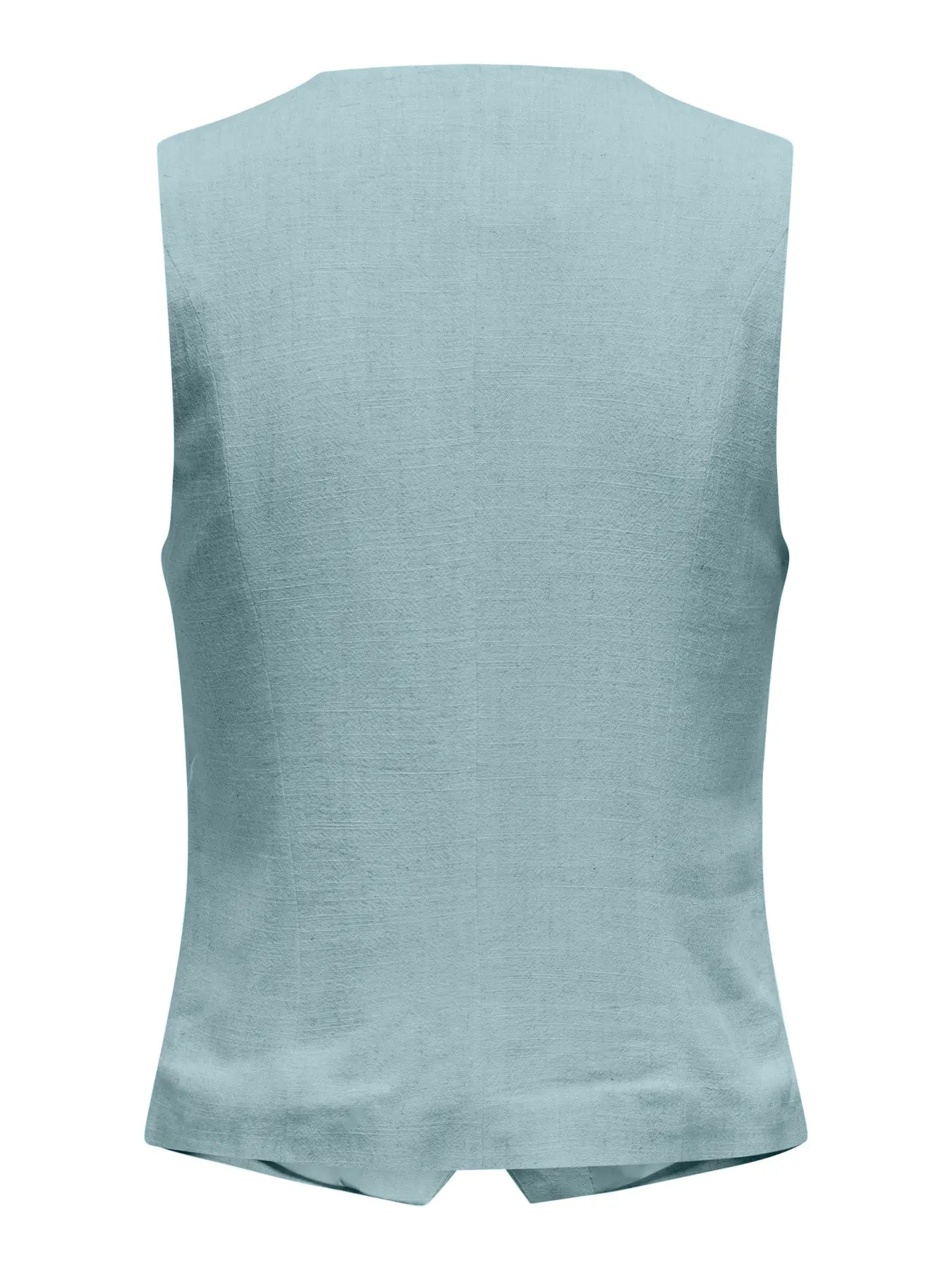 Rückansicht der Only Iris Siesta Vest Damenweste in Cloud Blue – schlichter Schnitt ohne Details
