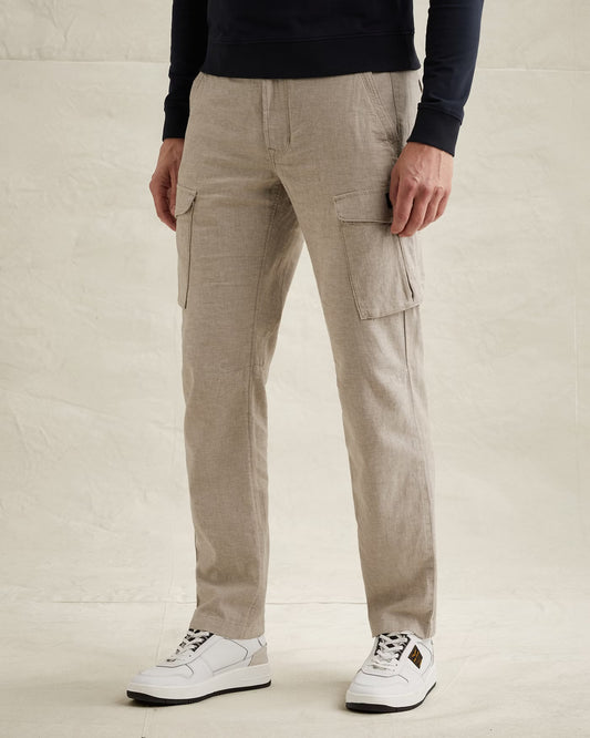 PME Legend Jetheed Pants Structured Linen - Coriander Herrenhose in Leinenoptik mit geradem Bein und Frontansicht