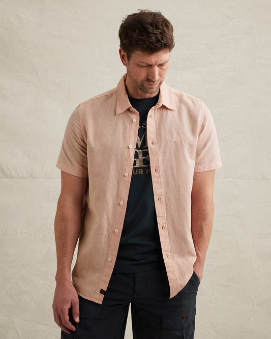 PME Legend Short Sleeve Shirt 2 Tone - Rose Dawn in Frontansicht, kurzärmeliges Hemd mit zweifarbiger Optik und modernem Casual-Style