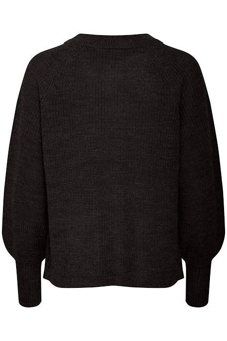 Rückansicht schwarzer Strick Cardigan Freretta von Fransa.