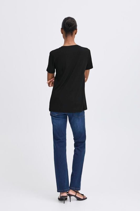 b.young Rexima V-Neck T-Shirt – Damen T-Shirt mit V-Ausschnitt – Farbe Schwarz – Rückansicht getragen