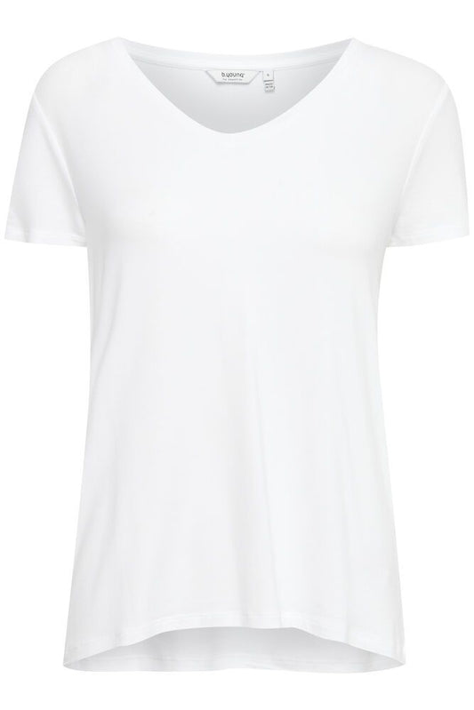 B.young Rexima V-Neck Tshirt - Optical White mit V-Ausschnitt und legerem Schnitt in Weiß
