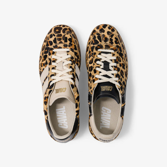 Caval Leo Obsession Sneaker mit Leopardenmuster und Kontrastdesign in Draufsicht