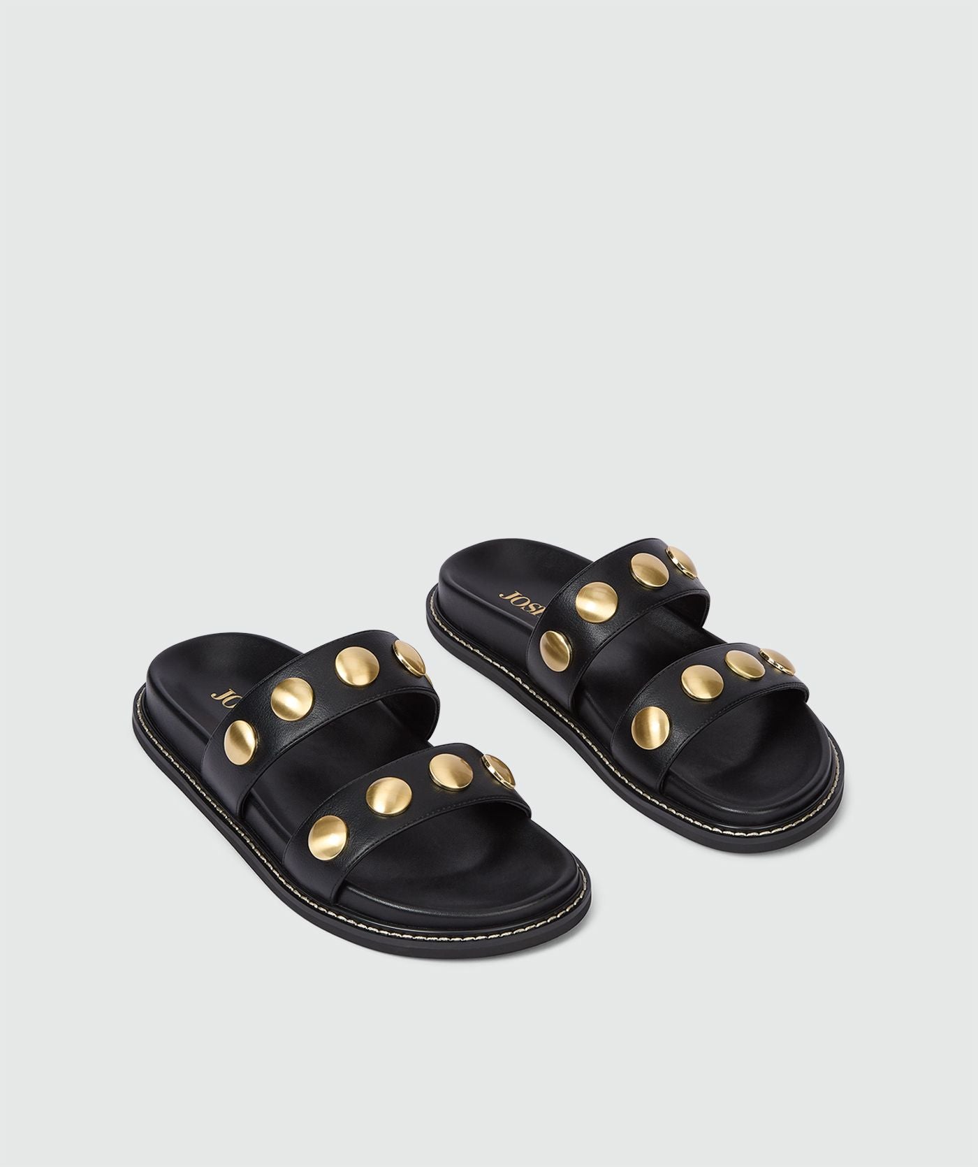 Josh V Eileen - Black stylische Damen Sandalen mit goldenen Nieten und breiten Riemen in Paaransicht