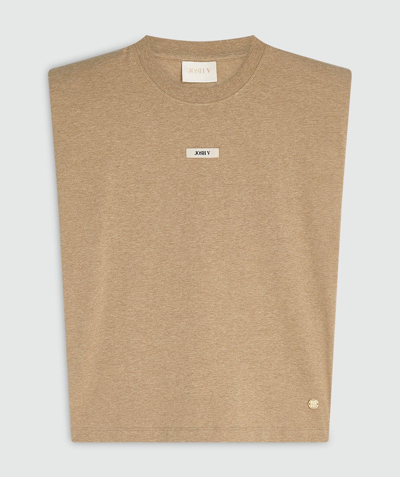 Produktansicht des Josh V Sue - Light Khaki Melange Tops mit Rundhalsausschnitt und modernem, minimalistischem Design