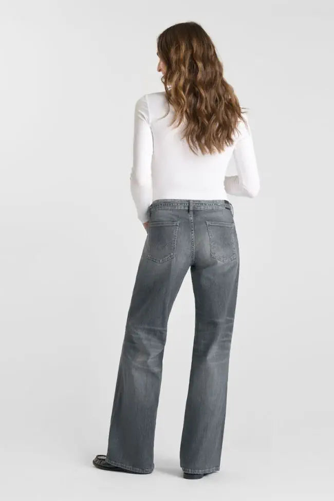Le Temps Des Cerises Lauryn - Mid Waist Wide Leg - Grey Jeans, Rückansicht mit Gesäßtaschen und weiter Passform