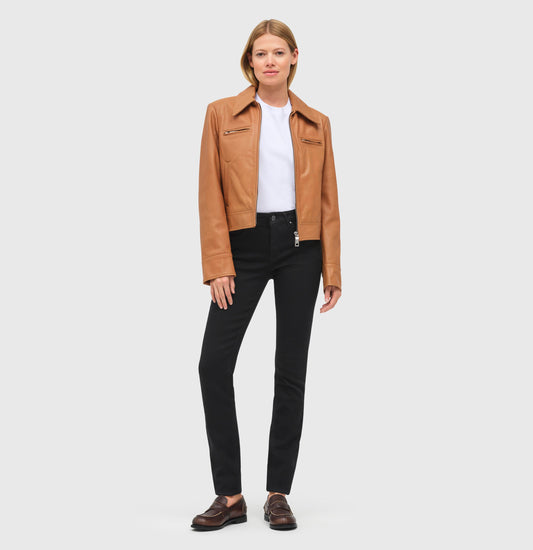Mac Dream Damenhose – Skinny Fit – Farbe D999 – getragen im Outfit mit Lederjacke