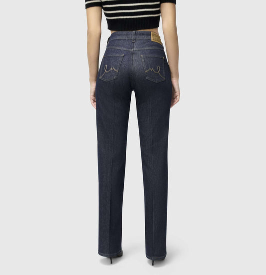 Mac Laura - Bootcut - Fashion Rinsed Jeans in heller Waschung – Rueckansicht mit geradem Schnitt und mittlerer Leibhöhe
