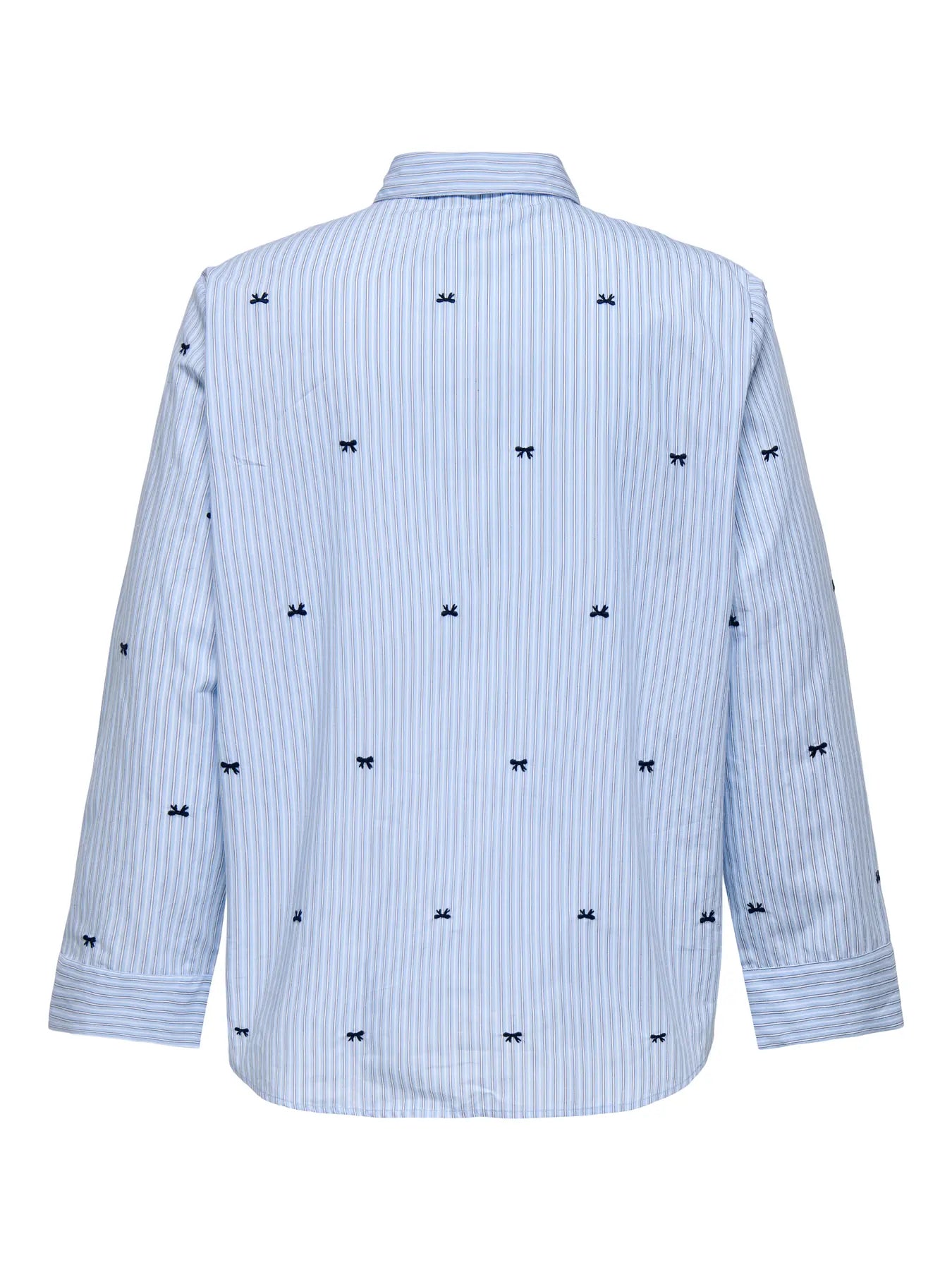 Rückansicht des Only Carmakoma New Lina Grace Haevy Shirt - Serenity mit klassischem Schnitt und feiner Streifenoptik
