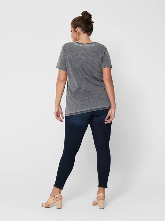 Only Carmakoma Willy - Regular Waist Skinny Ankle - Dark Blue, Rückansicht mit klassischer Waschung und 5-Pocket-Design