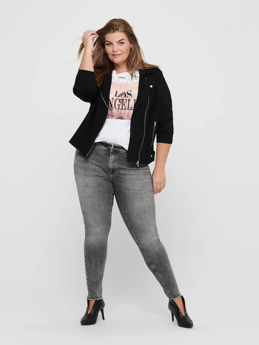 Only Carmakoma Willy - Regular Waist Skinny Ankle - Grey, Vorderansicht mit stylischem Look und figurbetonter Passform