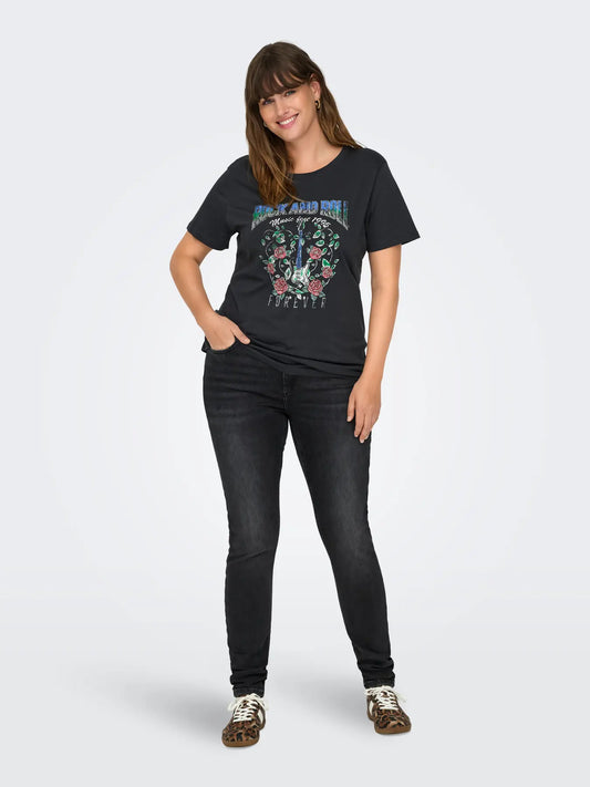 Only Carmakoma Willy - Regular Waist Skinny - Washed Black, Vorderansicht der schwarzen Skinny-Jeans mit Regular Waist