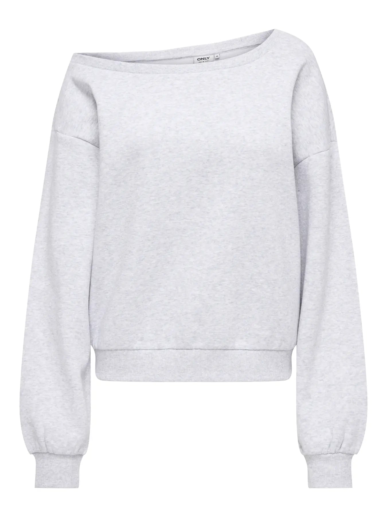 Only Rhina One Shoulder Sweat – Grey, graues Sweatshirt mit One-Shoulder-Ausschnitt und lockerem Schnitt
