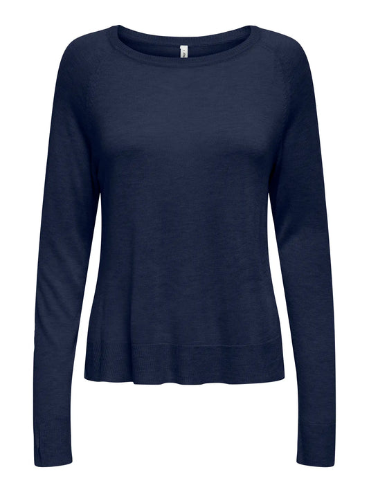 Only Vienna Knit Pullover in der Farbe Naval Academy Melange, weicher Strick mit Rundhalsausschnitt und lässigem Schnitt.