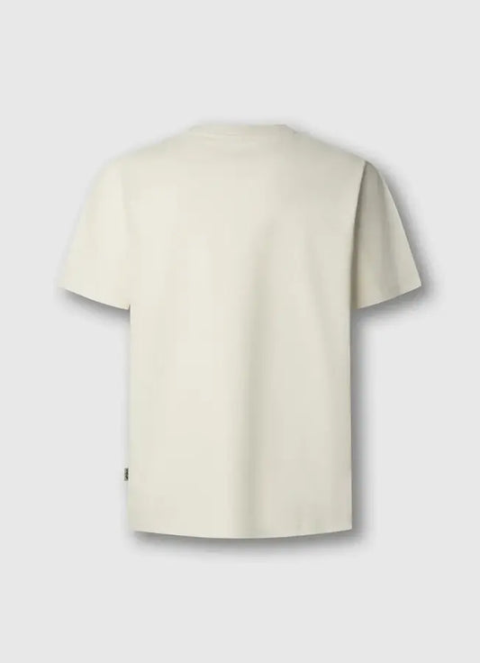 Pepe Jeans London Contrast Connor – Ivory White Herren T-Shirt in Ivory White, Rückansicht mit klassischem Schnitt