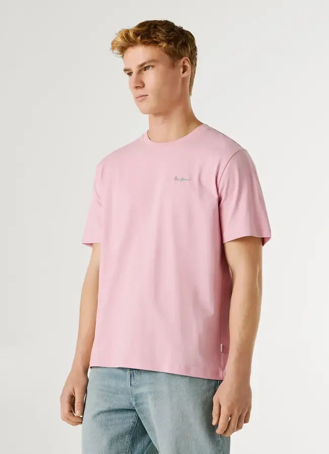 Pepe Jeans London Contrast Connor - Washed Pink Herren T-Shirt aus weichem Single Jersey, Seitenansicht mit kurzen Ärmeln