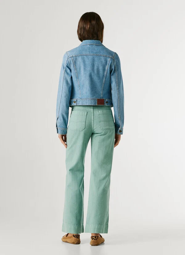 Pepe Jeans London Slim Jacket - Denim Damen Jeansjacke Detailansicht mit Knöpfen, Brusttaschen und taillierter Passform