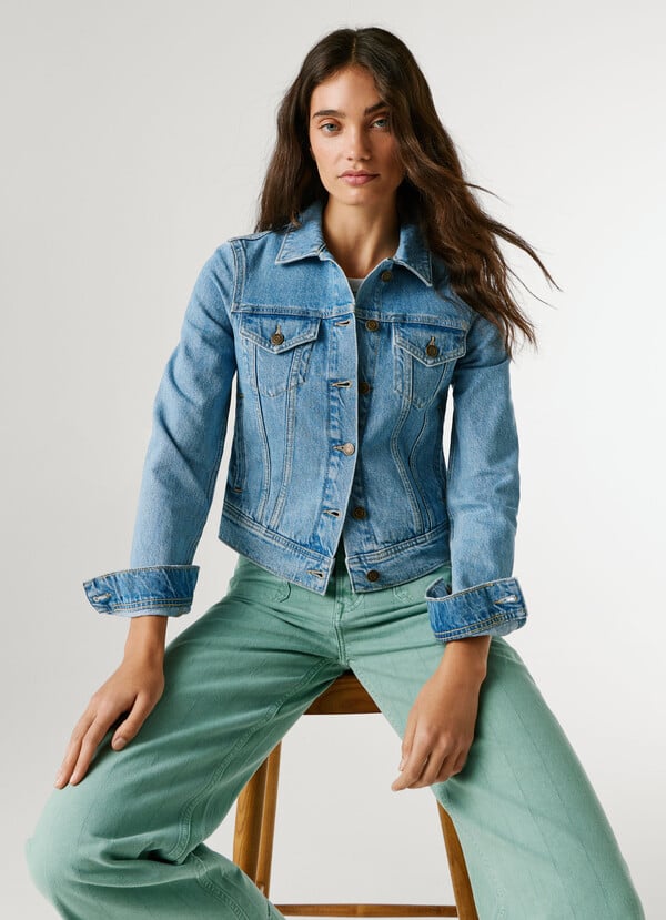 Pepe Jeans London Slim Jacket - Denim Damen Jeansjacke Rückansicht im Slim Fit mit klassischem Denim-Design