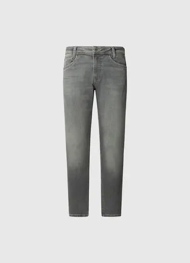 Pepe Jeans London Spike - Tapered - 8AB Herrenjeans in Grau, Vorderansicht der modernen, schmal zulaufenden Passform
