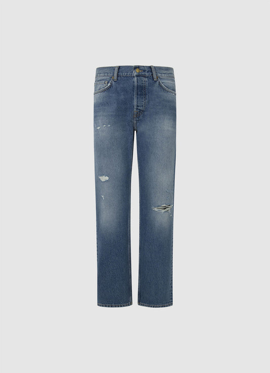 Vorderansicht der Pepe Jeans Loose Distressed 964 mit authentischen Rissen und lässiger Waschung.