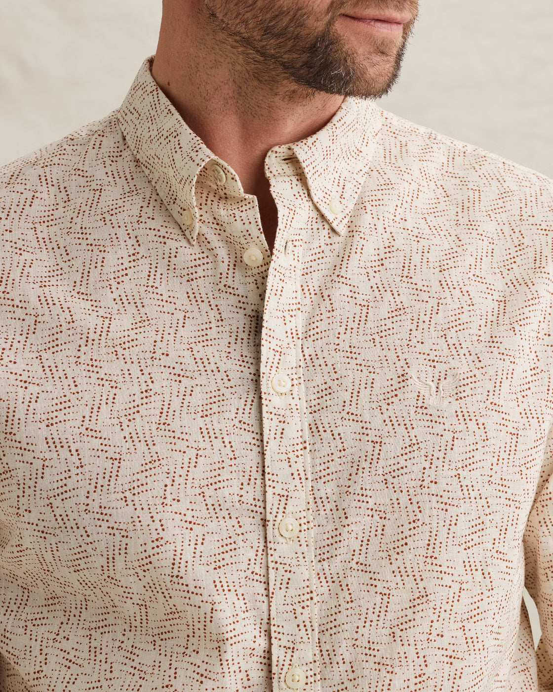 PME Legend Long Sleeve Shirt - Bone White in Rückansicht, klassisches Herren Longsleeve mit bequemer Passform