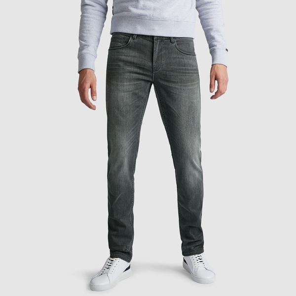Vorderansicht der PME Legend Nightflight Jeans in der Farbe Regular Stone Mid Grey. Die Regular-Fit-Passform und der komfortable Stretch-Denim sorgen für optimale Bewegungsfreiheit und einen zeitlosen Stil.