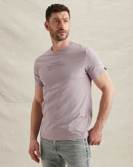 Frontansicht des PME Legend Short Sleeve R-Neck Cotton Jersey - Lavender Frost T-Shirts mit Rundhalsausschnitt und kurzer Ärmel
