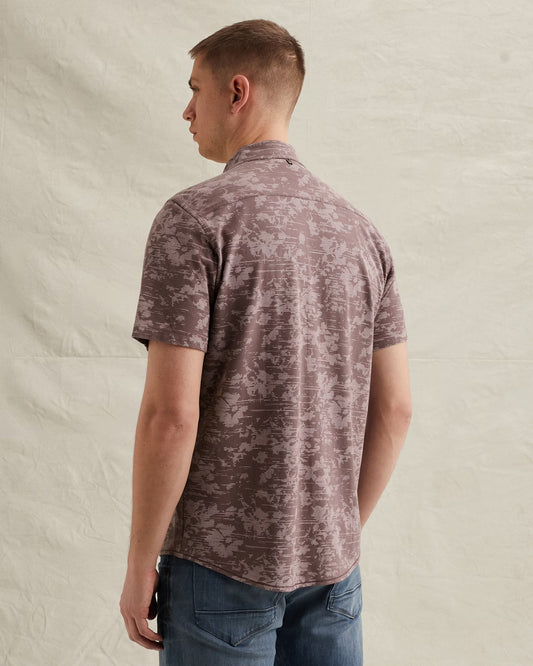 Rückansicht des PME Legend Short Sleeve Shirt On Jersey Pique - Moonscape Herren Kurzarmhemds mit Jersey-Piqué-Struktur und lässigem Schnitt